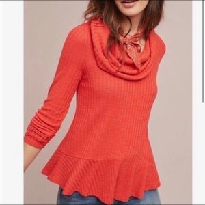 NWT Anthropologie Cowl Neck Peplum Top